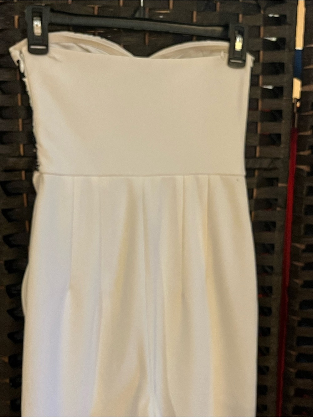 Express Strapless Sequinned Jumpsuit. Sweetheart neckline, silicone lining. Sz 0 - Picture 9 of 17